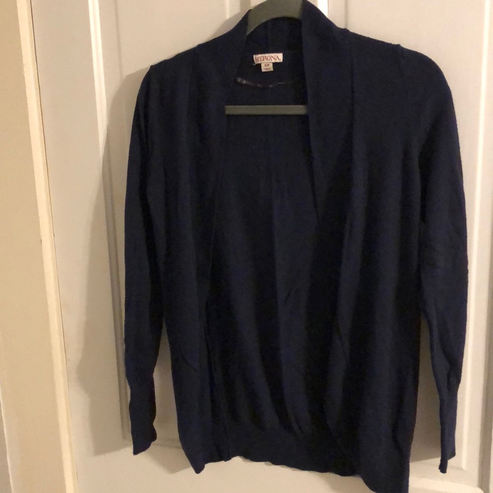 Open Front Navy Cardigan